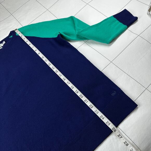 Vineyard Vines Sweater Womens Medium Blue Green Raglan Sleeve Baseball Cashmere - Picture 6 of 6